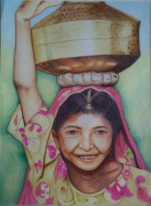 Mrs.Bhavani- Color pencils on paper